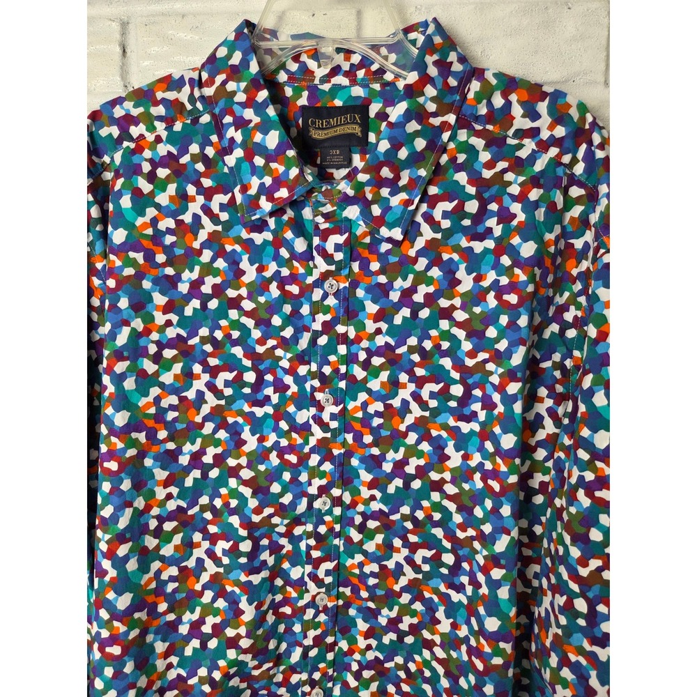 NWT Cremieux Premium Denim Mens 3XB Shirt Multi Color Splatter Print Stretch - Picture 5 of 10